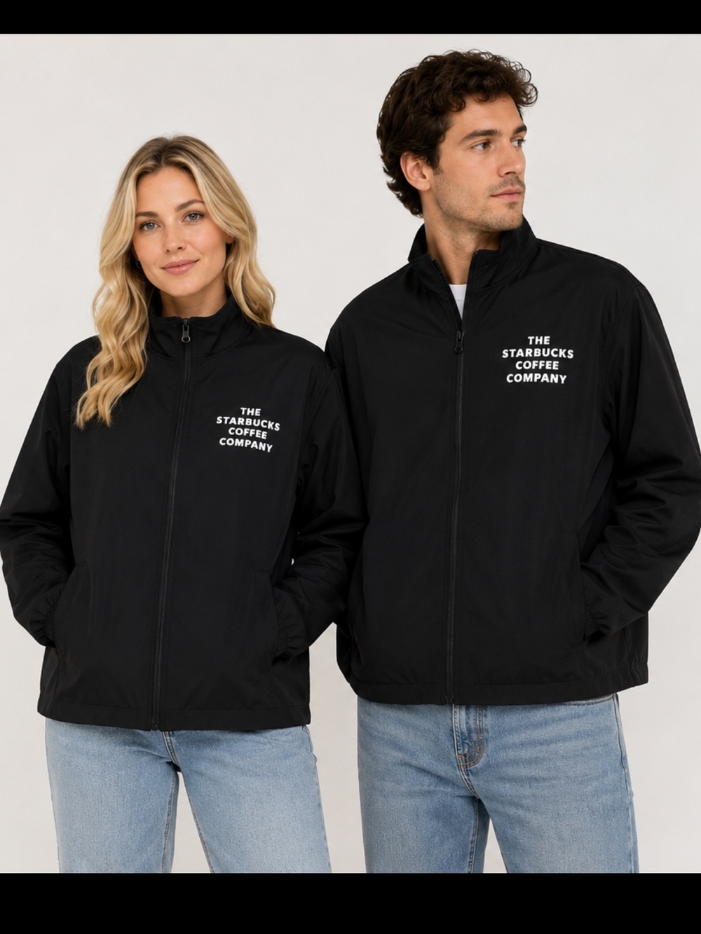 Starbucks Black Jacket with White Text Logo